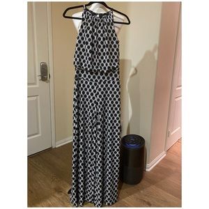 WHBM Black White Sleeveless Jumpsuit